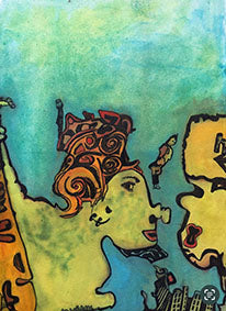 Teal Whisper abstract canvas art print featuring serene teal character by Australian artist