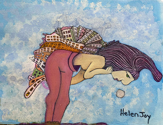 Weight of the World abstract canvas art print featuring powerful expressive character by Australian artist