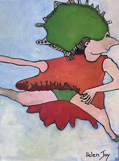 Ms Green Knickers abstract canvas art print featuring bold green character design by Australian artist