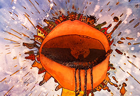 Big Mouth abstract canvas art print featuring bold expressive character by Australian artist