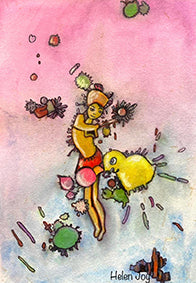 Softball Girl abstract canvas art print featuring dynamic athletic character by Australian artist