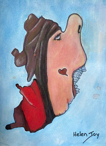 Tada in a Red Jacket abstract canvas art print featuring vibrant red character by Australian artist