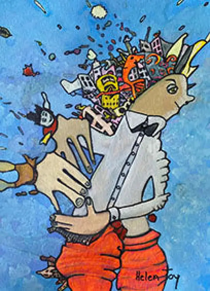 Busy Butler abstract canvas art print featuring whimsical butler character by Australian artist