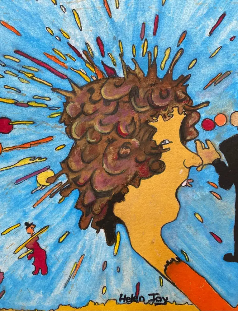 Exploding Stick Head abstract canvas art print featuring dynamic explosive character by Australian artist