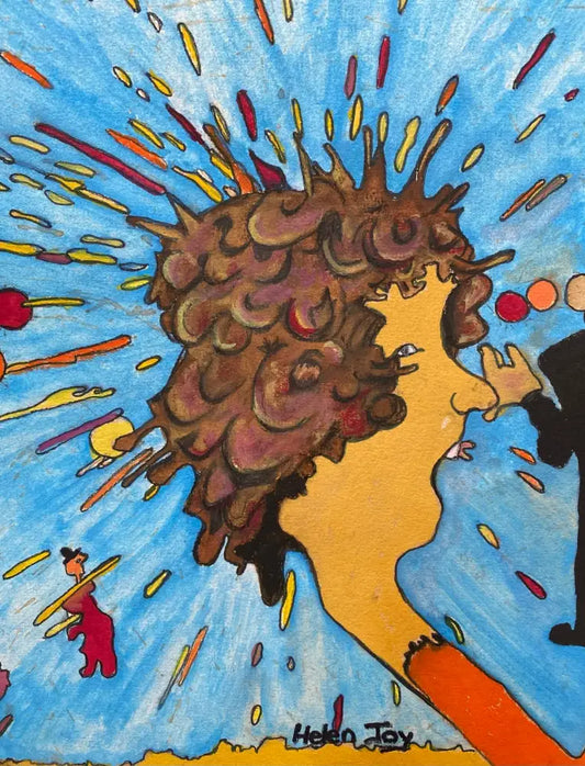 Exploding Stick Head abstract canvas art print featuring dynamic explosive character by Australian artist