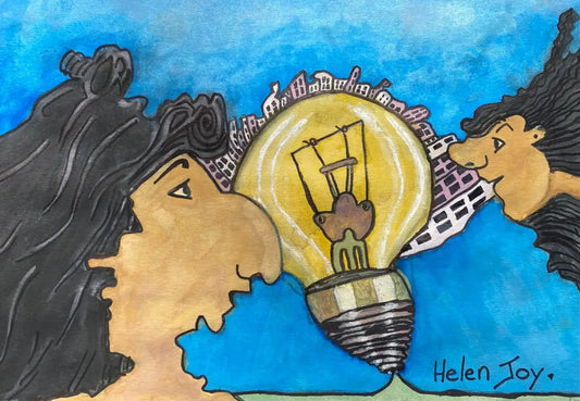 Light Bulb Moment abstract canvas art print featuring creative inspiration character by Australian artist